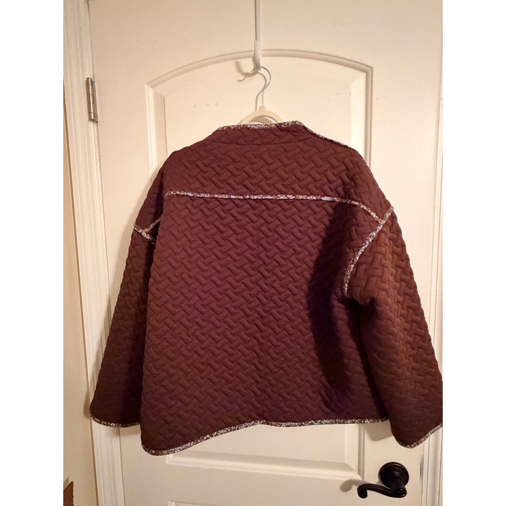 Tuckernuck Reversible Quilted Jacket Brown Floral Basketweave Hook Size XL - Picture 7 of 13